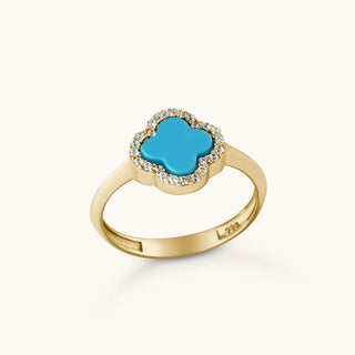 Clover Halo Ring, Turquoise