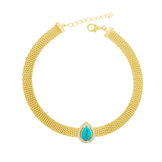 Turquoise Mesh Bracelet, Pear-Cut