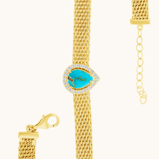 Turquoise Mesh Bracelet, Pear-Cut
