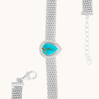 Turquoise Mesh Bracelet, Pear-Cut