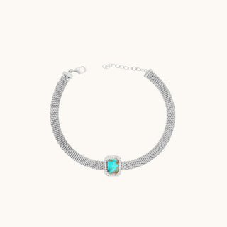 Turquoise Mesh Bracelet, Emerald-Cut