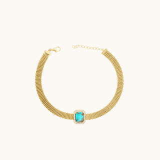 Turquoise Mesh Bracelet, Emerald-Cut