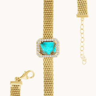 Turquoise Mesh Bracelet, Emerald-Cut