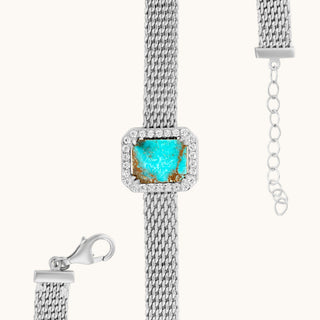 Turquoise Mesh Bracelet, Emerald-Cut