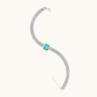 Turquoise Mesh Bracelet, Emerald-Cut