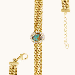 Turquoise Mesh Bracelet, Oval-Cut
