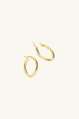 Twisted Large Oval Gold Earrings