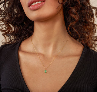 Muschio Aventurine Gold Necklace - Gold Vermeil Necklaces - Womuse | Fine Jewelry