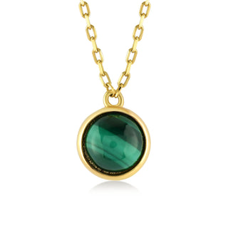Minimalist Oval Malachite Gold Necklace- Gold Vermeil Necklaces - Womuse | Fine Jewelry