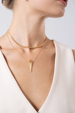 Pyramid Gold Necklace - Gold Vermeil Necklaces - Womuse | Fine Jewelry