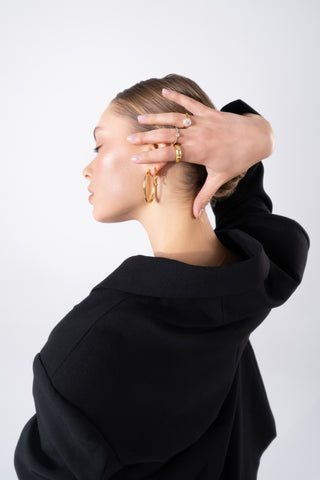 Zircon Huggie Gold Earrings - Earrings - Womuse | Fine Jewelry