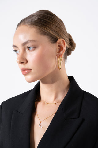 Zircon Huggie Gold Earrings - Earrings - Womuse | Fine Jewelry