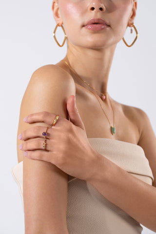 Muschio Glowing Aventurine Gold Necklace - Gold Vermeil Necklaces - Womuse | Fine Jewelry