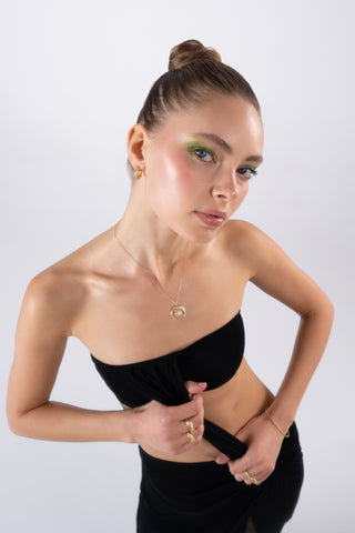 Mezza Luna Moonstone Gold Necklace- Gold Vermeil Necklaces - Womuse | Fine Jewelry