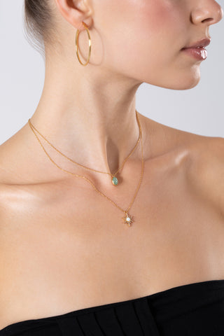 Sunstar White Opal 24K Gold Necklace - Gold Vermeil Necklaces - Womuse | Fine Jewelry