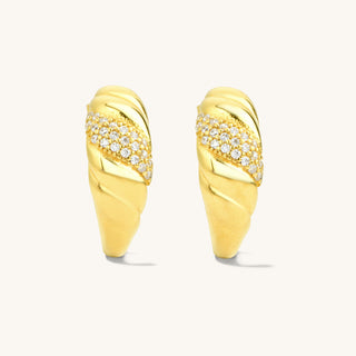 Pave Croissant Dome Earrings