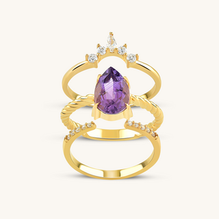 Intrecciata Amethyst Trio Stackable Ring Set