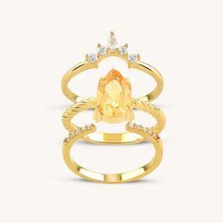 Intrecciata Citrine Trio Stackable Ring Set