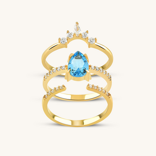 Scintillante Topaz Trio Stackable Ring Set