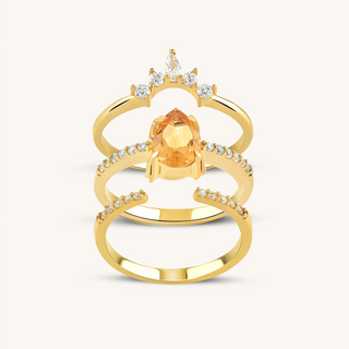 Scintillante Citrine Trio Stackable Ring Set