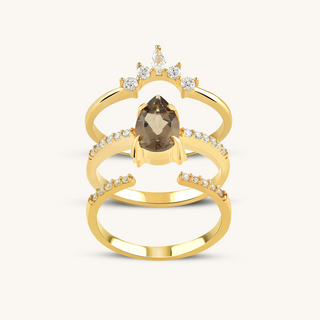 Scintillante Quartz Trio Stackable Ring Set