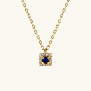 Square Diamond and Sapphire Necklace