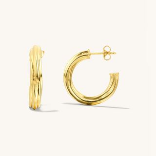 Twisted C Hoop Gold Earrings