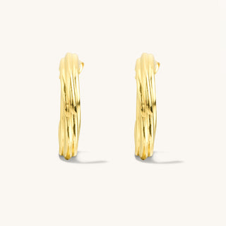 Twisted C Hoop Gold Earrings