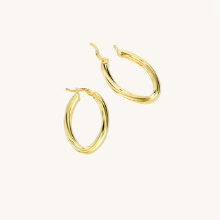 Twisted Large Oval Gold Earrings