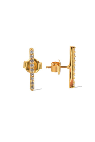 Bar Stud Gold Earrings - Earrings - Womuse | Fine Jewelry