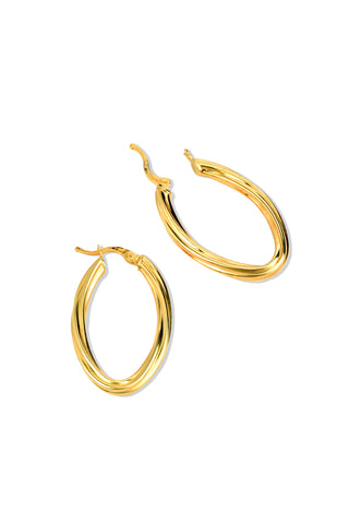 Twisted Large Oval Gold Earrings - Earrings - Womuse | Fine Jewelry