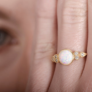 Eleanor White Opal 24K Gold Ring - Gold Vermeil Rings - Womuse | Fine Jewelry