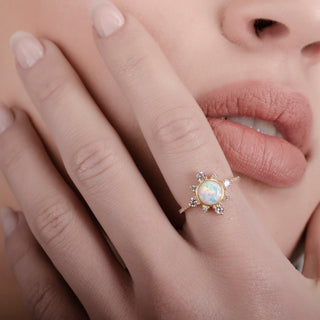 Sunshine White Opal 24K Gold Ring - Gold Vermeil Rings - Womuse | Fine Jewelry