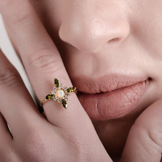 Flora Green Quartz 24K Gold Ring - Gold Vermeil Rings - Womuse | Fine Jewelry