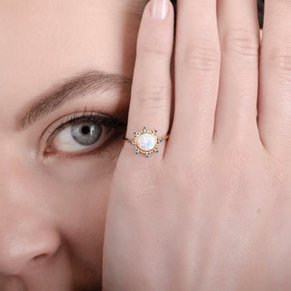 Starlight White Opal 24K Gold Ring - Gold Vermeil Rings - Womuse | Fine Jewelry