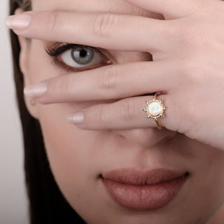 Starlight White Opal 24K Gold Ring - Gold Vermeil Rings - Womuse | Fine Jewelry
