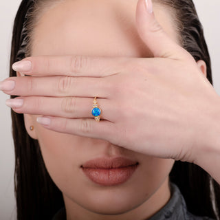 Eleanor Blue Opal 24K Gold Ring - Gold Vermeil Rings - Womuse | Fine Jewelry