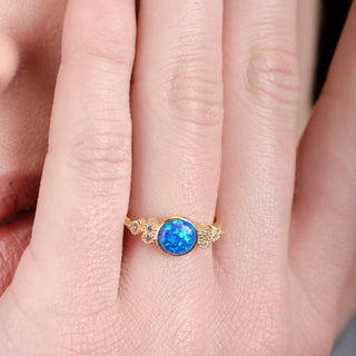 Eleanor Blue Opal 24K Gold Ring - Gold Vermeil Rings - Womuse | Fine Jewelry