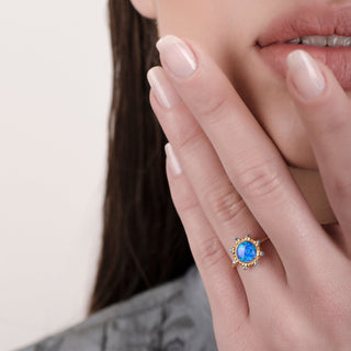 Starlight Blue Opal 24K Gold Ring - Gold Vermeil Rings - Womuse | Fine Jewelry