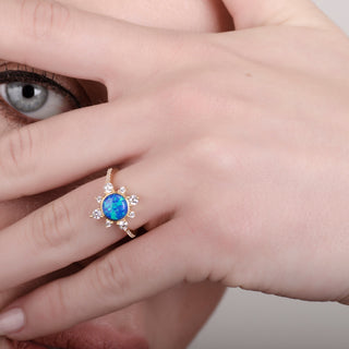 Sunshine Blue Opal 24K Gold Ring - Gold Vermeil Rings - Womuse | Fine Jewelry