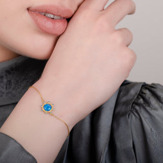 Starlight Blue Opal 24K Gold Bracelet- Gold Vermeil Bracelet & Anklet - Womuse | Fine Jewelry