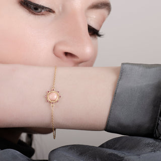 Starlight Pink Opal 24K Gold Bracelet- Gold Vermeil Bracelet & Anklet - Womuse | Fine Jewelry