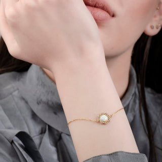 Sun White Opal 24K Gold Bracelet - Gold Vermeil Bracelet & Anklet - Womuse | Fine Jewelry