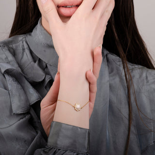 Sun Pink Opal 24K Gold Bracelet- Gold Vermeil Bracelet & Anklet - Womuse | Fine Jewelry