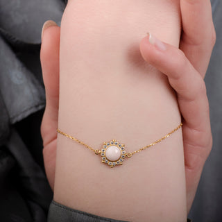 Sun Pink Opal 24K Gold Bracelet- Gold Vermeil Bracelet & Anklet - Womuse | Fine Jewelry