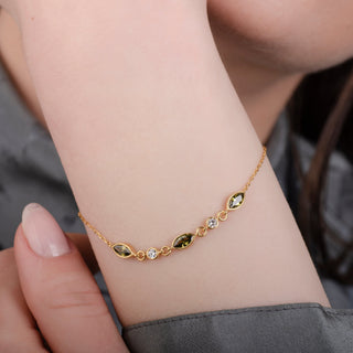 Vivian Green Quartz 24K Gold Bracelet - Gold Vermeil Bracelet & Anklet - Womuse | Fine Jewelry