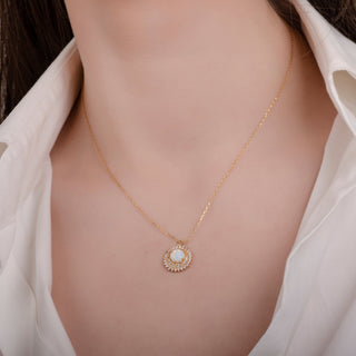 Sun White Opal 24K Gold Necklace - Gold Vermeil Necklaces - Womuse | Fine Jewelry