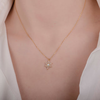 Sunstar White Opal 24K Gold Necklace - Gold Vermeil Necklaces - Womuse | Fine Jewelry