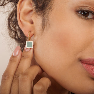 Geometric Emerald Gold Earrings -  Earrings - Womuse | Fine Jewelry