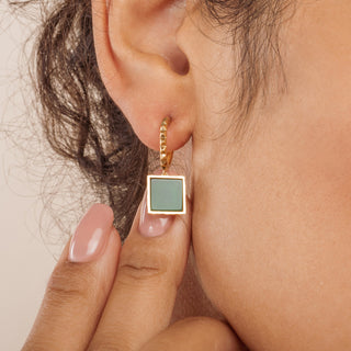 Geometric Emerald Gold Earrings -  Earrings - Womuse | Fine Jewelry
